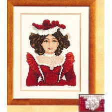 Doll in red dress, vervaco  2002/75032, 20 x 26 cm