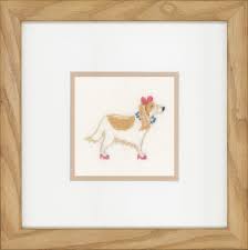 Dog with pink bow, lanarte 0148695, 9 x 9 m