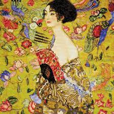 Lady with a fan by G.Klimt, 1226, 35 x 35 cm