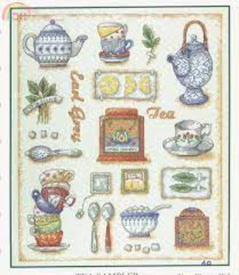 Tea sampler, fleur de lis EPX149, 38 x 30,5 cm