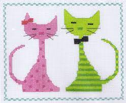 Pink & Green cat, 01002852, 19 x 16 cm