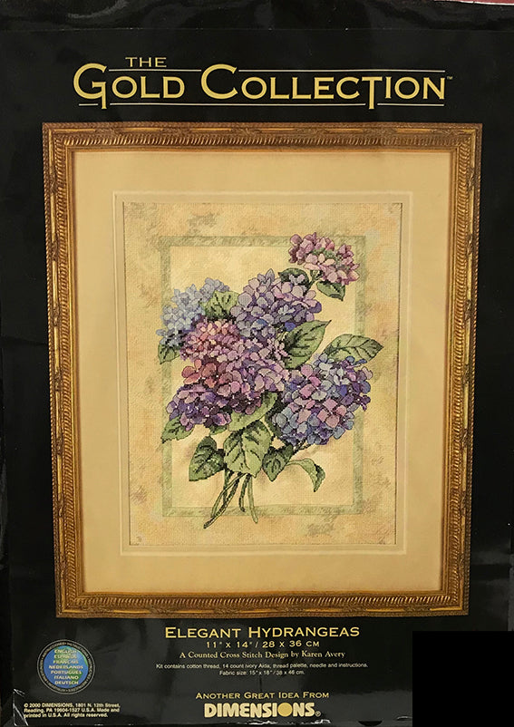 Elegant Hydrangeas, gold collection 35022, 28 x 36 cm