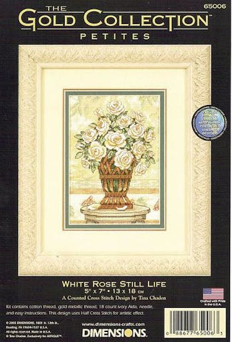 White rose still life, gold collection, 65006, 13 x 18 cm