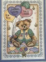 Teddy bear birth record, gold collection, 6755, 13 x 18 cm