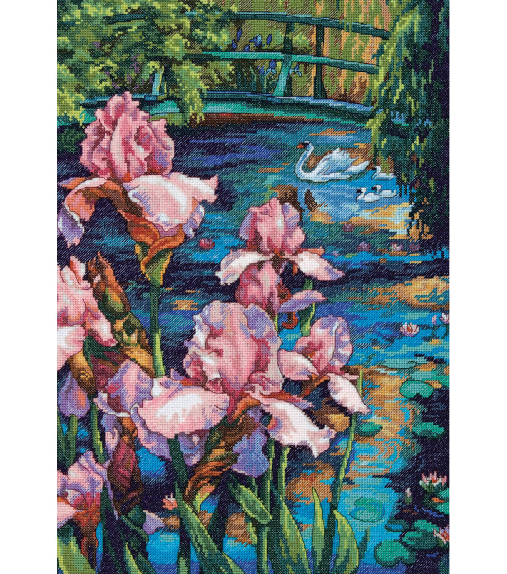 Iris and swan, gold collection, 70-35264, 25 x 38 cm