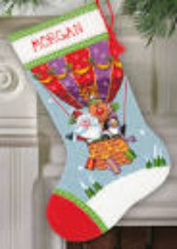 Santa 's balloon ride stocking, 71-09156, 40 cm lang