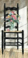 Chair with Flowers,dimensions  35146, 18 x 36 cm
