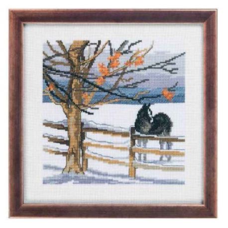 Paard in de sneeuw, permin 92-8307, 25 x 25 cm