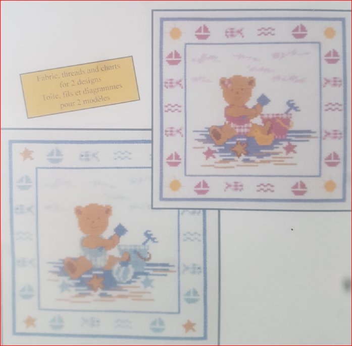 Teddy bears and bucket, XC0647A, 20 x 20 cm