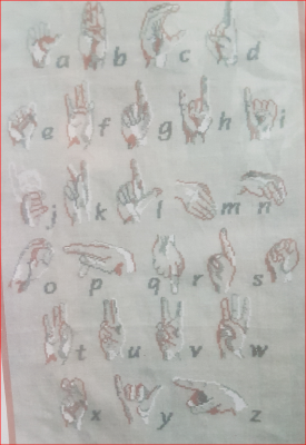 Alphabet francais des signes, d' un fil a l'autre, 39 x 54 cm